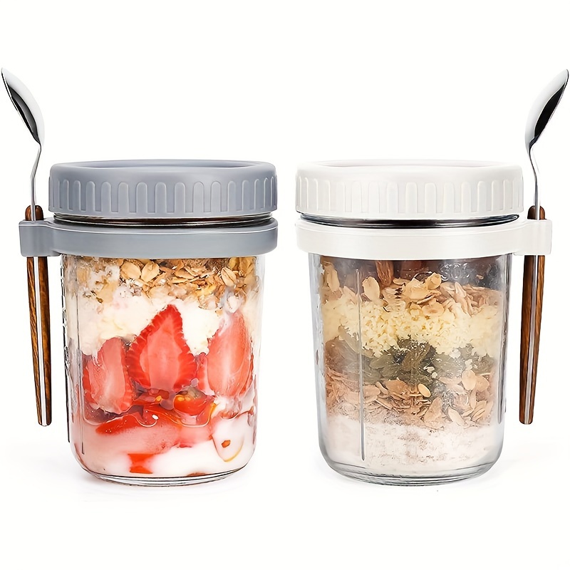 Meal Prep Jar - 1 قطعة/2 قطعة كوب الشوفان الزجاجي،