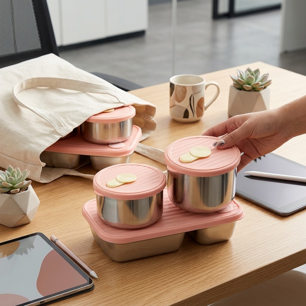 Meal Prep For Office - صندوق غداء آمن للميكروويف من الفولاذ