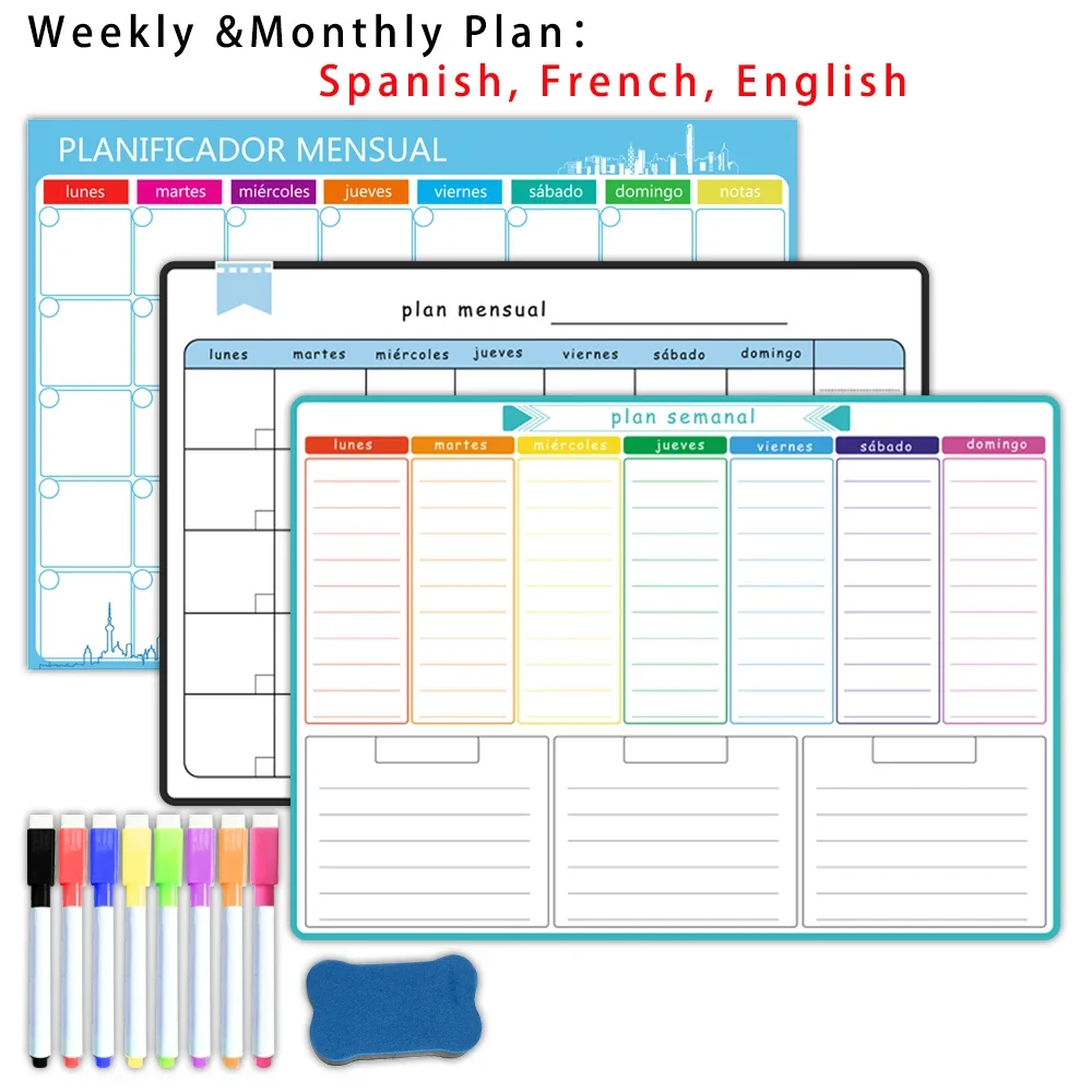 Meal Prep Planner - مخطط أسبوعي وشهري مغناطيسي بحجم A3: