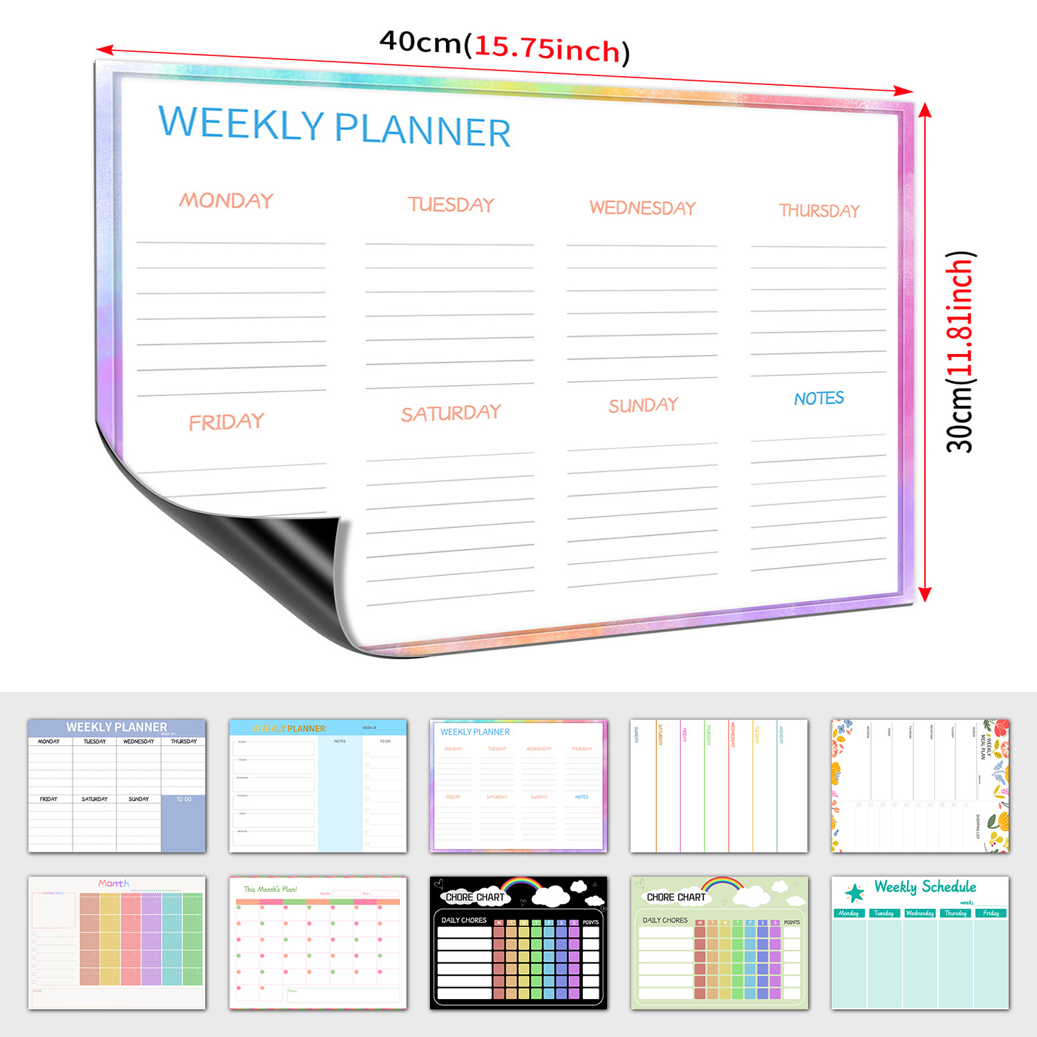 Meal Prep Planner - لوح تخطيط أسبوعي مغناطيسي للثلاجة، لوح