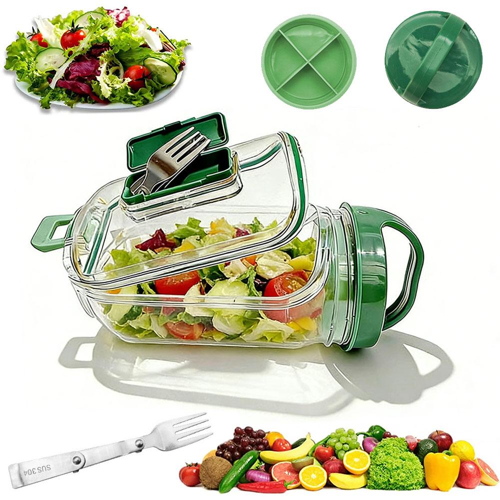 وعاء سلطة محمول مع شوكة وطبقة  - مراجعة Meal Prep Jar وسعره