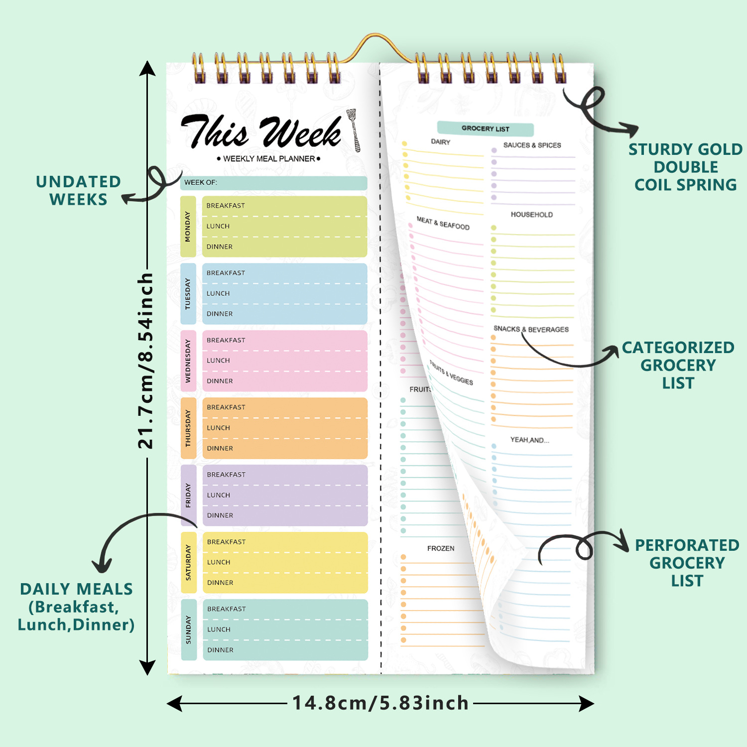 دفتر ملاحظات حلزوني A5 قابل لل - مراجعة Meal Prep Planner وسعره
