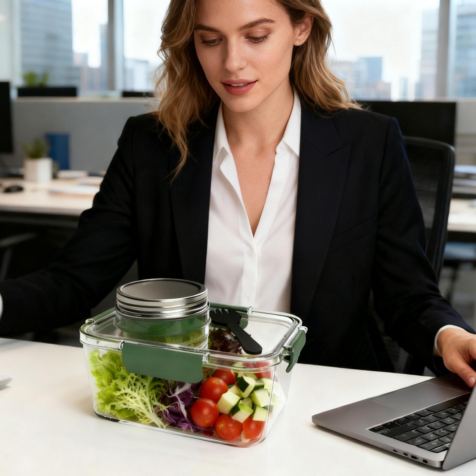حاوية سلطة 2.5 أوقية تخزين الم - مراجعة Meal Prep For Office وسعره